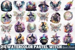 Watercolor Pastel Witch Clipart Bundle, Halloween Witch Art Product Image 2