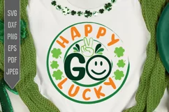 Happy Go Lucky Svg. Round St. Patrick's Day Svg. Lucky Svg. Product Image 1