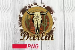 cow darlene png cow skull desert cactus western sublimation Product Image 1