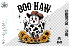 Boo Haw Funny Cute Cowboy Ghost Flowers Product Image 1