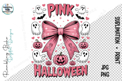 Pink Halloween Cute Ghosts &amp; Pumpkins Coquette Product Image 1