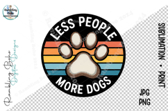 Less People More Dogs Retro Paw Print Product Image 1
