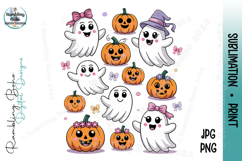 Cute Ghosts and Pumpkins Halloween Pattern Product Image 1