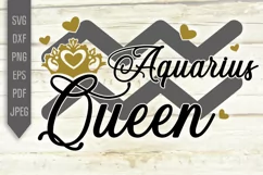 Aquarius Queen Svg. Zodiac Sign Birthday. Horoscope png Product Image 2