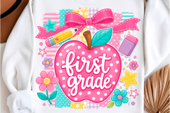 Striped Apple First Grade School Shirt Product Image 1