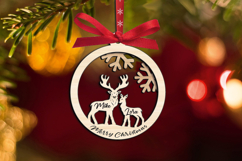 Deer Couple Merry Christmas Ornament Laser Holiday SVG Gift Product Image 1