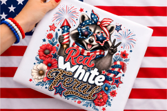 Red White Feral Raccoon 4th of July PNG Product Image 1
