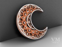 D22 - Layered Moon SVG File, 3D Moon Mandala DXF file Product Image 2