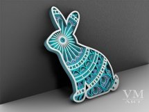 D10 - Layered Bunny SVG, 3D Bunny Mandala DXF, Easter Bunny Product Image 2