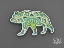 D08 - Layered Bear SVG, 3D Bear Mandala, Laser cut Bear DXF Product Image 3