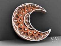 D22 - Layered Moon SVG File, 3D Moon Mandala DXF file Product Image 3