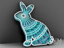 D10 - Layered Bunny SVG, 3D Bunny Mandala DXF, Easter Bunny Product Image 3