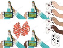 Gamer Girl CLIPART Valentine Day Relax Lazy Wine Books - PNG Product Image 5