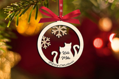 SVG Merry Christmas Kitty Cat Ornament Couple Laser Decor Product Image 1