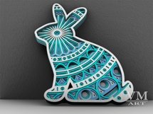 D10 - Layered Bunny SVG, 3D Bunny Mandala DXF, Easter Bunny Product Image 4