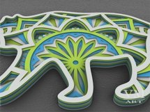 D08 - Layered Bear SVG, 3D Bear Mandala, Laser cut Bear DXF Product Image 5