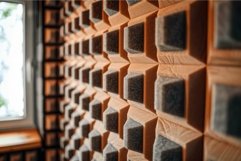 Acoustic foam panel covering wall providing soundproofing Product Image 1