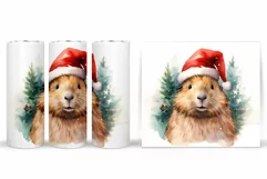 Christmas Capybara Tumbler Wrap. Winter Capybara Tumbler Product Image 2