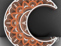 D22 - Layered Moon SVG File, 3D Moon Mandala DXF file Product Image 8