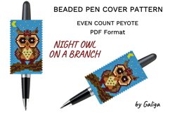 Night Owl Pattern Beaded Pen Cover Seed Bead Pen Wrap DIY Product Image 1