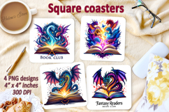 Fantasy Readers Book Club square coaster sublimation designs Product Image 1