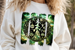Cute green Halloween witch brush strokes t shirt design png Product Image 1