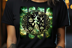 Cute green Halloween witch brush strokes t shirt design png Product Image 4
