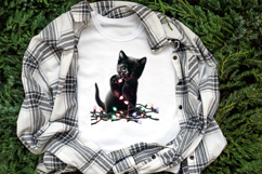Christmas lights &amp; black cat clipart| Winter t shirt designs Product Image 2