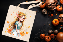 Cute watercolor girl elf autumn sublimation design png Product Image 3