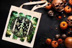 Cute green Halloween witch brush strokes t shirt design png Product Image 2