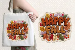 Happy Fall Chenille Embroidered Patch Puffy Autumn Design Product Image 4