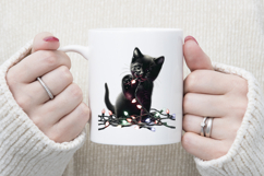 Christmas lights &amp; black cat clipart| Winter t shirt designs Product Image 4