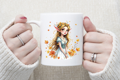 Cute watercolor girl elf autumn sublimation design png Product Image 4