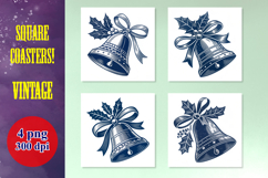 VINTAGE CHRISTMAS BELL Coaster PNG Set Product Image 1