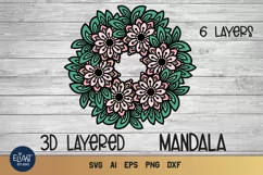 3d Layered Floral Mandala| Wreath SVG cut file Product Image 5