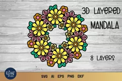 Floral Wreath SVG | 3d Layered SVG Mandala | Floral Mandala Product Image 2