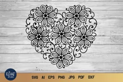 Heart SVG | Zentangle Heart SVG | Floral Heart SVG Product Image 1