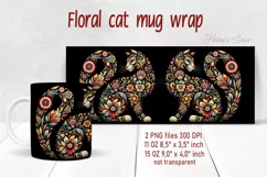 Flower cat Mug Sublimation png| Floral cat | Art cat bouquet Product Image 2