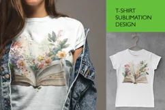 Vintage Floral Books T-Shirt Sublimation Design Product Image 1