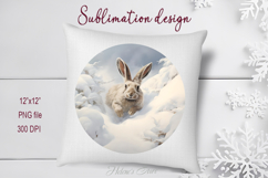 Cute Christmas bunny round cute sublimation design png Product Image 1
