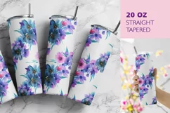 Blue and Pink Floral Tumbler Sublimation 20oz Product Image 1
