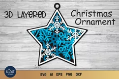 3d SVG Ornament | Layered SVG Christmas Star | Ornaments SVG Product Image 1
