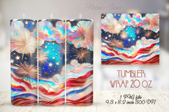 USA Patriotic tumbler wrap 20oz| 4th of July | Fireworks png Product Image 1