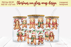 Christmas gingerbread men can glass wrap 16oz sublimation Product Image 1