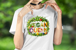 3D Cute Motivational Quote Vegan Queen sublimation design Product Image 3