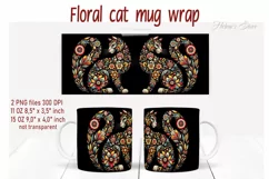 Flower cat Mug Sublimation png| Floral cat | Art cat bouquet Product Image 1