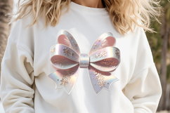 3d Christmas coquette bows design |Pink bow T-shirt clipart Product Image 2