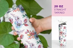 Pink and Blue Floral Tumbler Sublimation 20oz Product Image 1