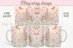 Pink Christmas mug wrap png | Cute snowman mug sublimation Product Image 1