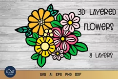 Flower SVG | Layered SVG Flowers | 3d Floral Bouquet SVG Product Image 1